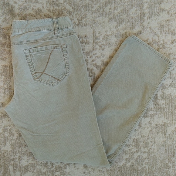 LOFT Pants - Ann Taylor Loft Slim & Straight Striped Corduroy Pants 10 Tan